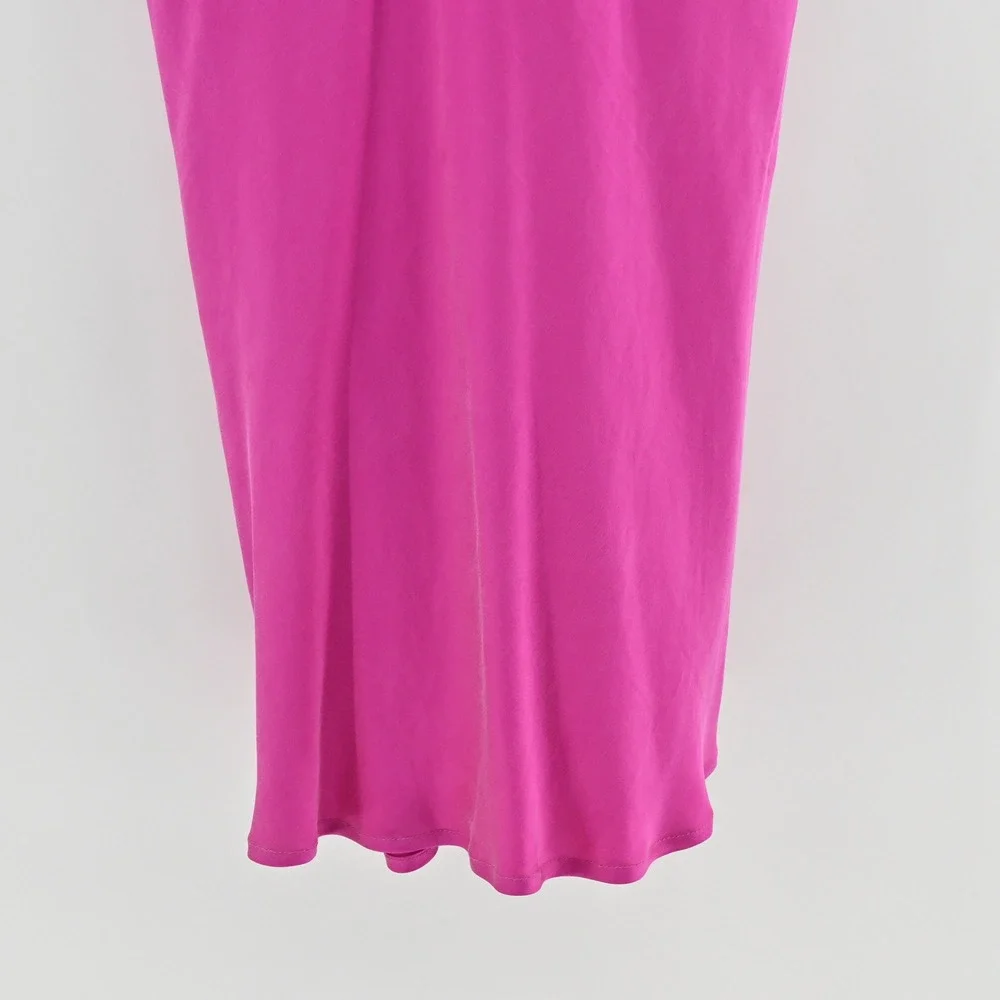 Vtg ABS Pink Silk‎ Dress Size 6 Draped Bust Romantic Cocktail Dopamine Y2k 90s